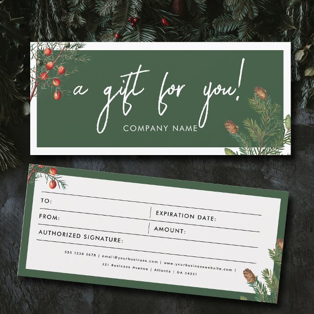 Gutschein für Weihnachts-Pine-Geschenkgutscheine (Christmas Pine Business Gift Certificate Voucher)