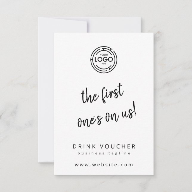 Gutschein mit Logokarte trinken RSVP Karte (Vorderseite)