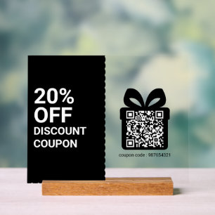 Gutschein-QR-Code Schwarz Marketing Acrylschild