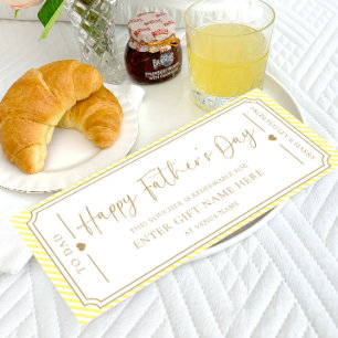 Gutscheinkarte für den gelben Happy Vatertag Einladung