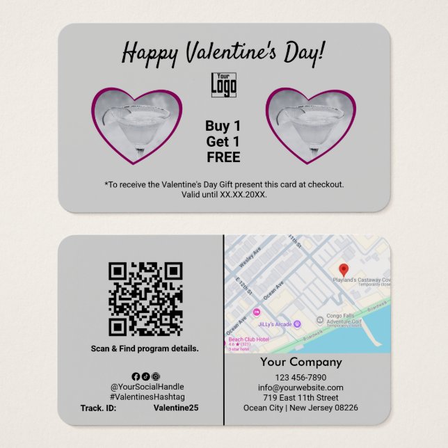 Gutscheinkarte für den guten Valentinstag (Vorne & Hinten)