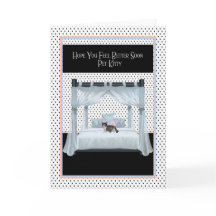 Gutscheinkarte für Katze auf einem Himmelbett