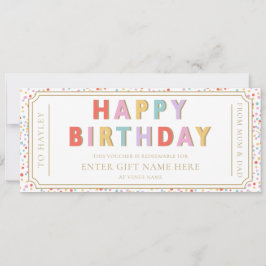 Gutscheinkarte für mehrere Dot Happy Birthday Einladung