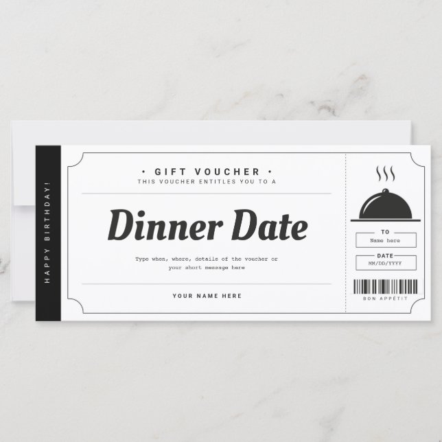 Gutscheinschein für Restaurantreservierung (Vorderseite)