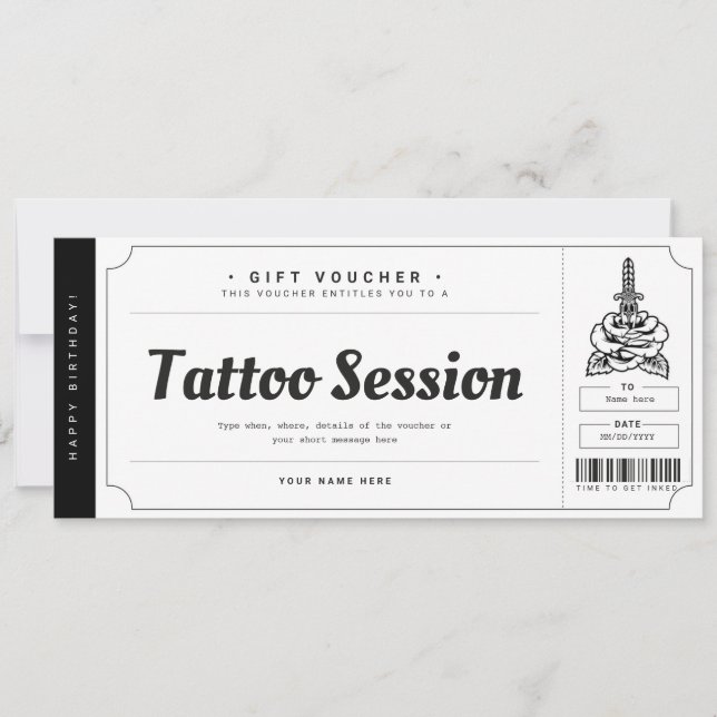 Gutscheinschein für Tattoo-Geschenkgutscheine Einladung (Vorderseite)