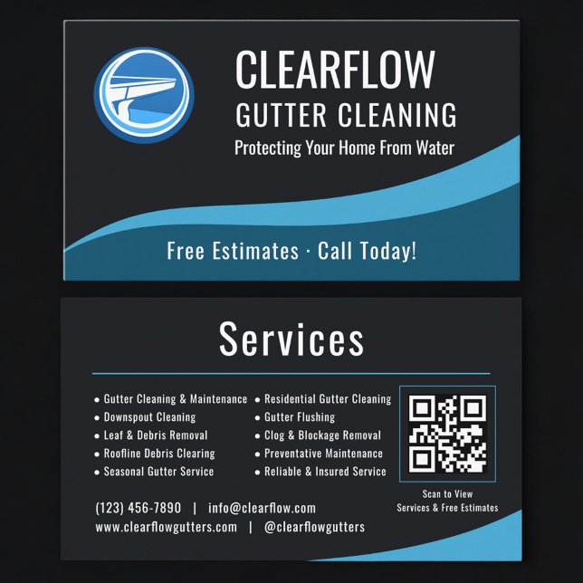 Gutter Cleaning Service QR Code Professional  Visitenkarte (Von Creator hochgeladen)