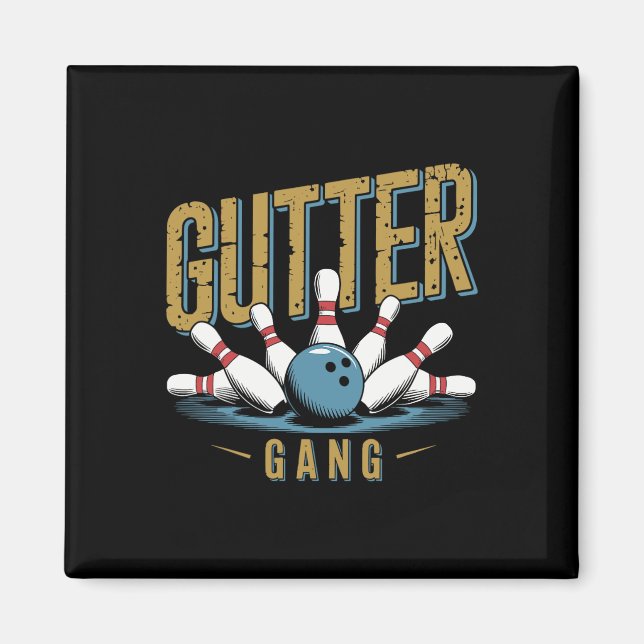 Gutter Gang Bowling Lustiger Bowler 1  Magnet (Vorne)