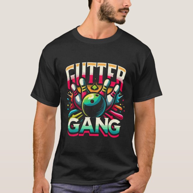 Gutter Gang T-Shirt Lustige Bowling-Shirts Gutter  (Vorderseite)