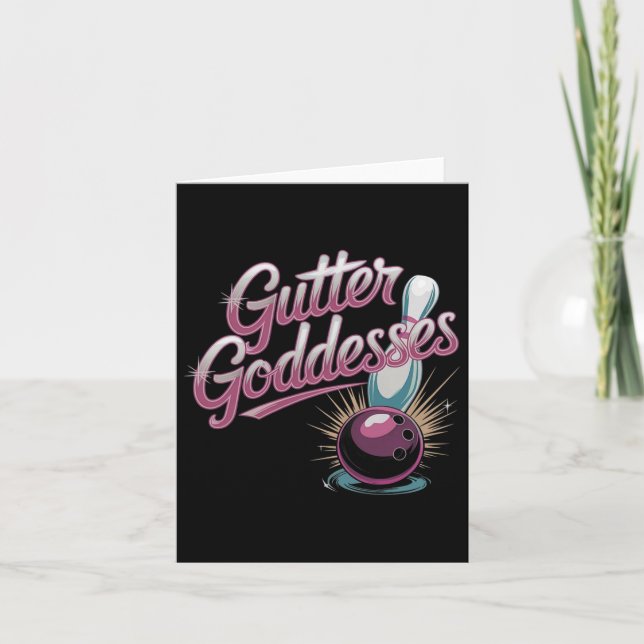 Gutter Goddesses Funny Womens Matching Bowling Tee Karte (Vorderseite)