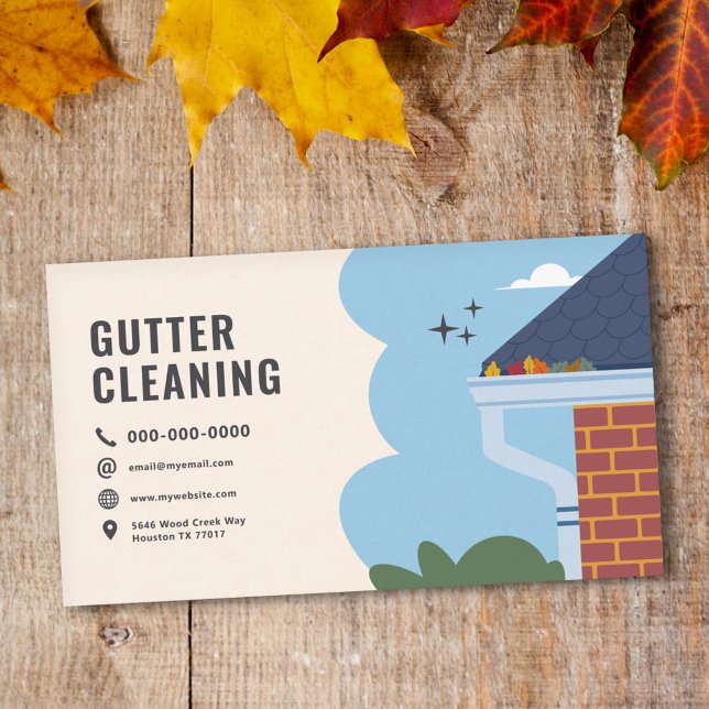 Gutter-Reinigungsdienste Visitenkarte (Gutter Cleaning Services Business Card)