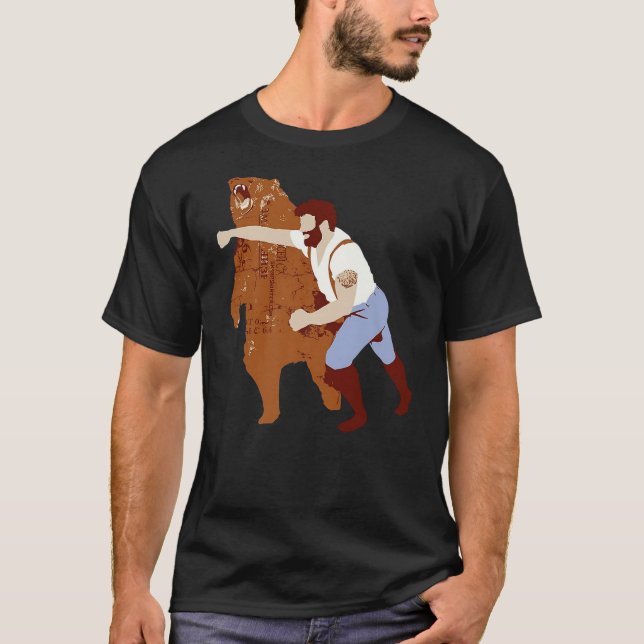 Guy Punching Bear T-Shirt (Vorderseite)