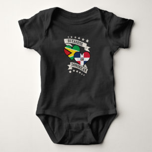Guyana Dominican Heart Flags Guyana Dominican Re Baby Strampler