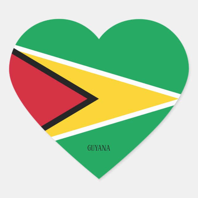 Guyana Flag Patriotic Herz-Aufkleber (Vorderseite)