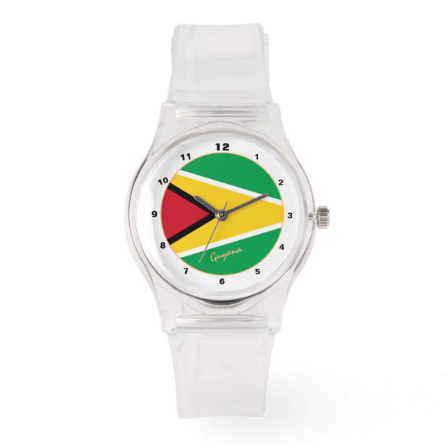 Guyana Flag Uhr, Guyana Mode / Design-Uhr Armbanduhr (Vorderseite)