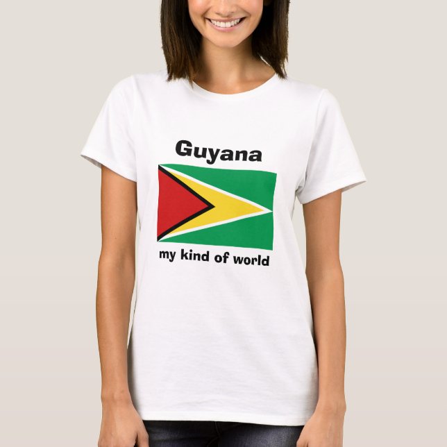 Guyana-Flagge + Karte + Text-T - Shirt (Vorderseite)
