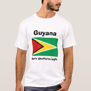 Guyana-Flagge + Karte + Text-T-Shirt T-Shirt