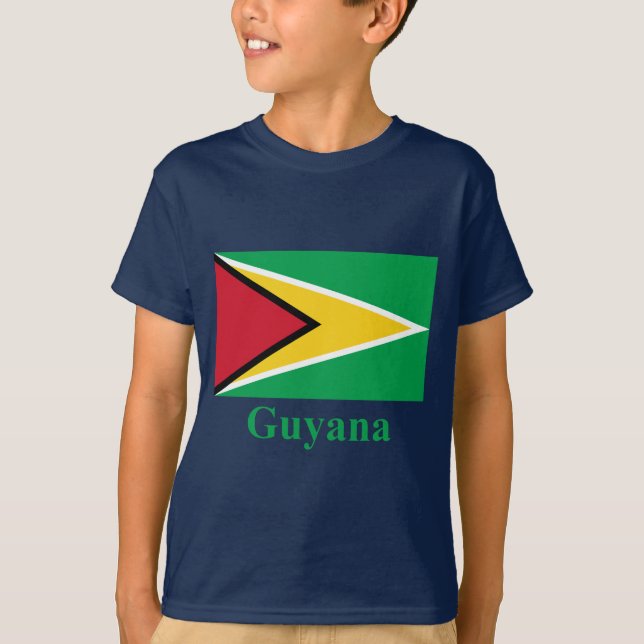 Guyana-Flagge mit Namen T-Shirt (Vorderseite)