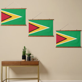 Guyana-Flagge Wandteppich Mit Holzrahmen