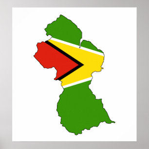 Guyana-Flaggen-Karte Größengleich Poster