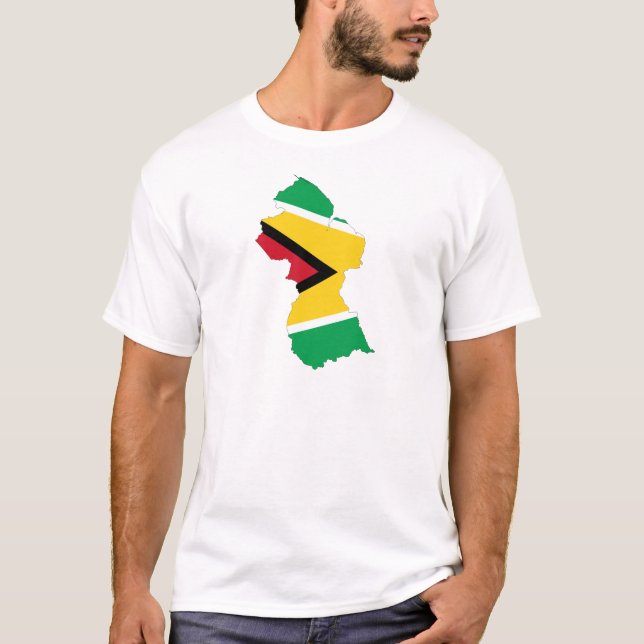 Guyana-Flaggen-Karte T-Shirt (Vorderseite)