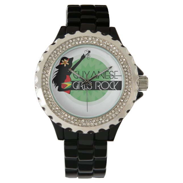 Guyana Girl Black Kristall eWatch Armbanduhr (Vorderseite)