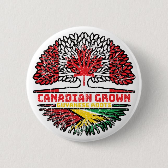 Guyana Guyana Kanadische Tree-Roots-Flagge Button (Vorderseite)