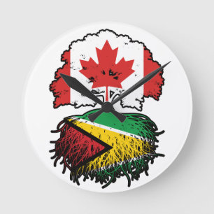Guyana Guyana Kanadische Tree-Roots-Flagge Runde Wanduhr