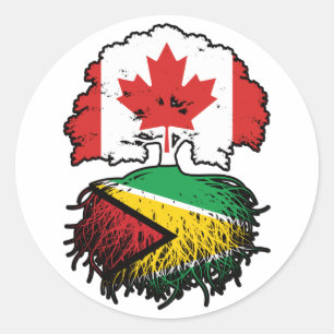 Guyana Guyana Kanadische Tree-Roots-Flagge Runder Aufkleber