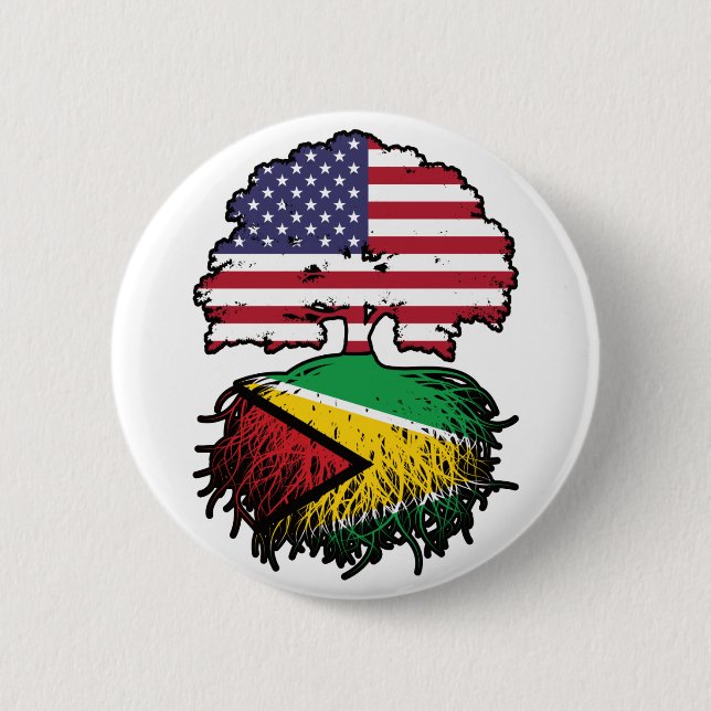 Guyana Guyanese American USA Tree Roots Flag Button (Vorderseite)