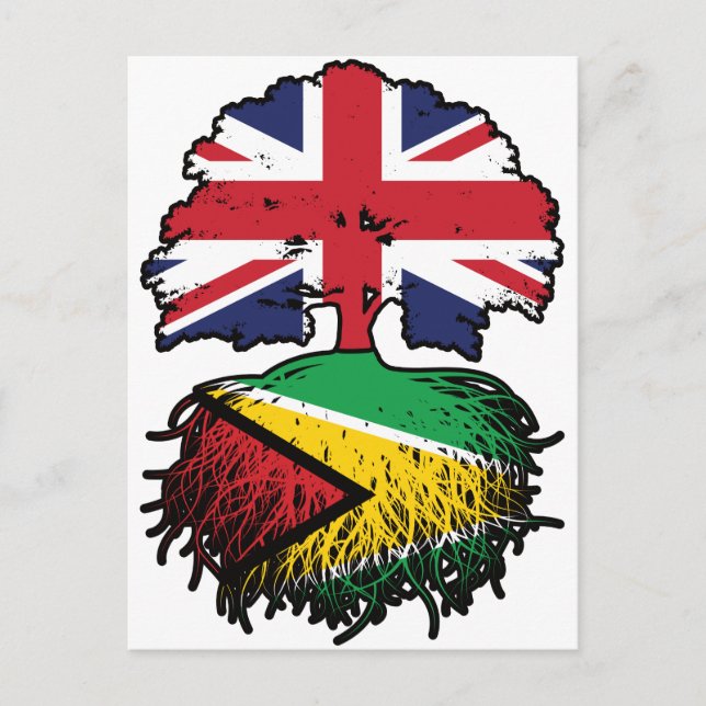 Guyana Guyanese Britische Tree Roots Flag Postkarte (Vorderseite)