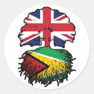 Guyana Guyanese Britische Tree Roots Flag Runder Aufkleber