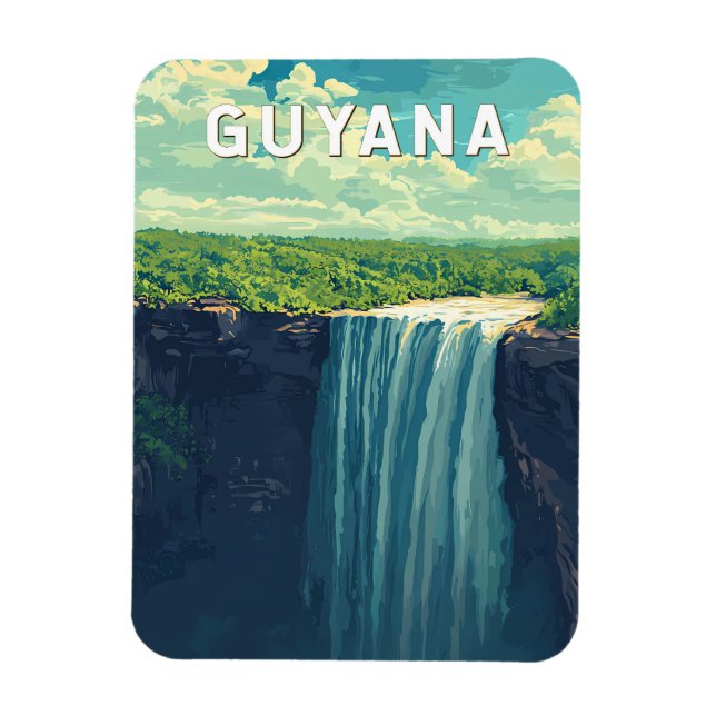 Guyana Illustration Travel Art Vintag Magnet (Vertikal)