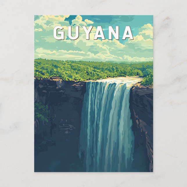 Guyana Illustration Travel Art Vintag Postkarte (Vorderseite)