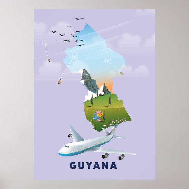 Guyana-illustrierte Karte Poster (Vorne)