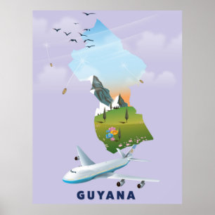 Guyana illustrierte Kartenposter Poster