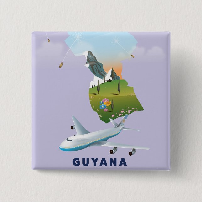 Guyana illustriertes Kartenposter Button (Vorderseite)
