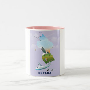 Guyana illustriertes Kartenposter Zweifarbige Tasse