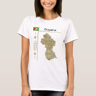 Guyana-Karte + Flagge + Titel T-Shirt