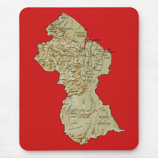Guyana-Karte Mousepad (Vorne)