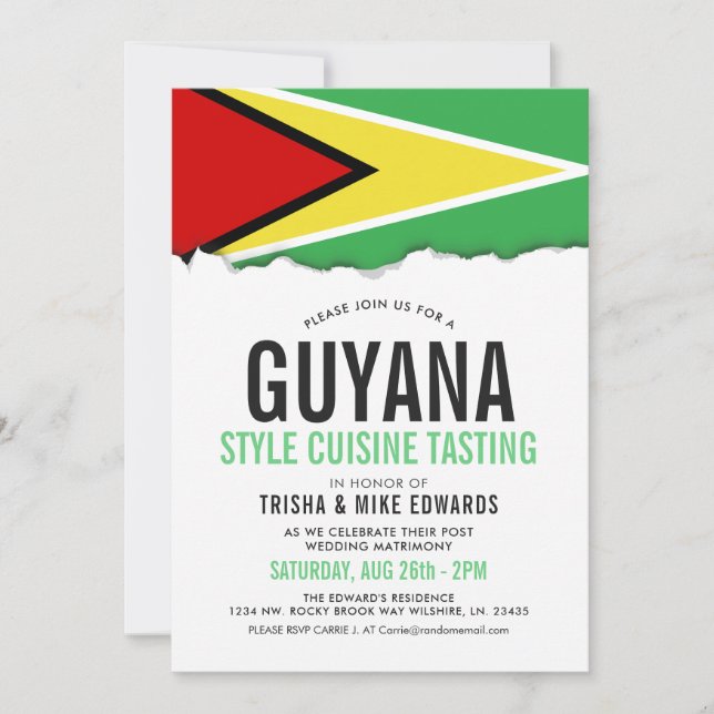 Guyana Küche| Party Flag Weißer Einladung (Vorderseite)