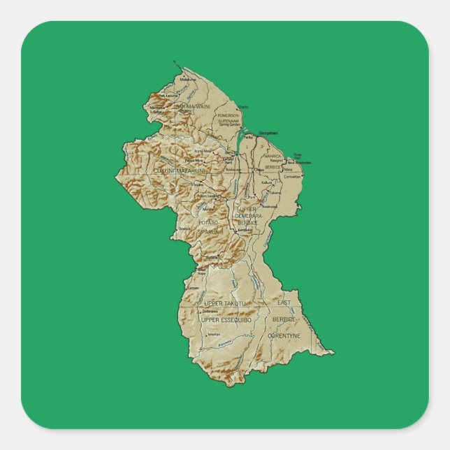 Guyana Map Sticker (Vorderseite)