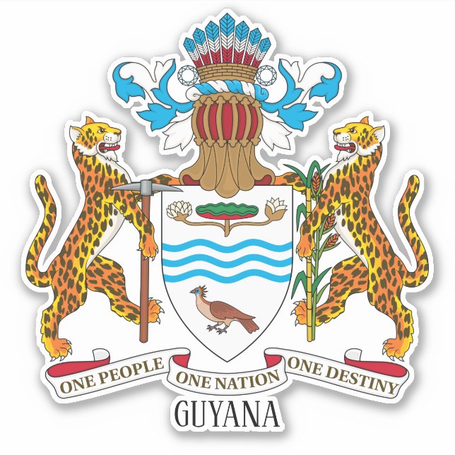 Guyana National Coat of Arms Patriotic Aufkleber (Vorderseite)