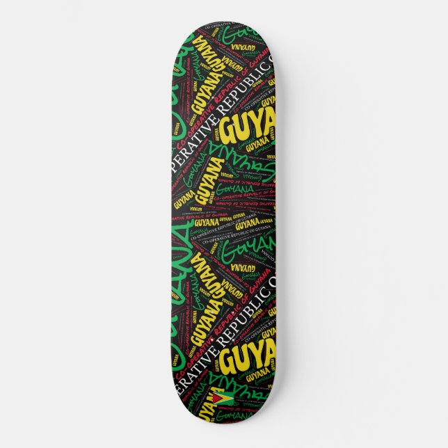 Guyana National Pride Wordcloud Skateboard (Vorderseite)