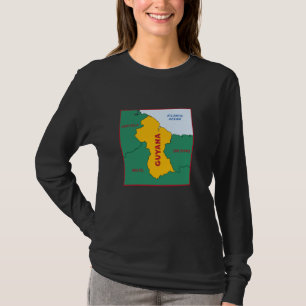 Guyana Politische Landkarte in Fahnenfarben. Nachb T-Shirt