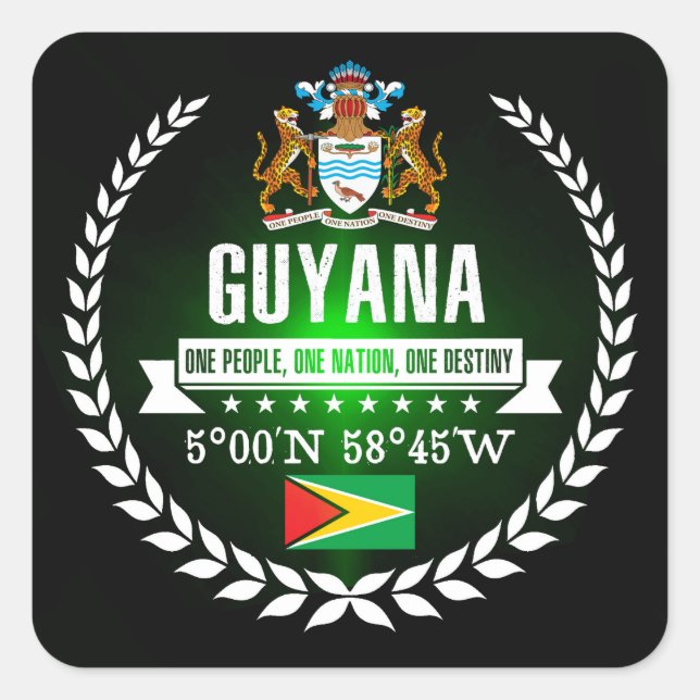 Guyana Quadratischer Aufkleber (Vorderseite)