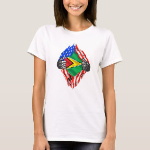 Guyana Roots Usa Flagge Patriotisches guyanisches T-Shirt