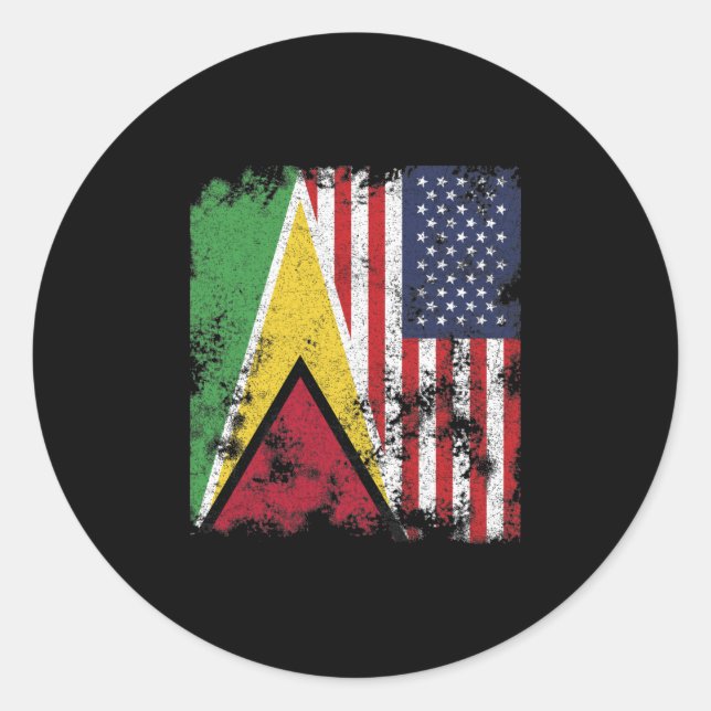Guyana USA Flag - Half Amerikaner Runder Aufkleber (Vorderseite)