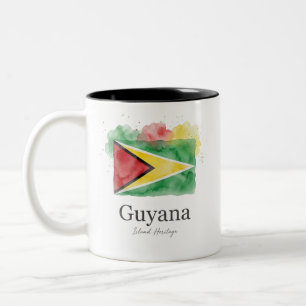 Guyana-Wasserfarbenflagge Karibisches Erbe Zweifarbige Tasse