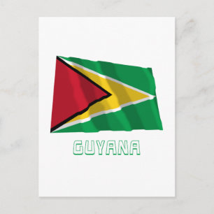 Guyana Waving Flag mit Namen Postkarte