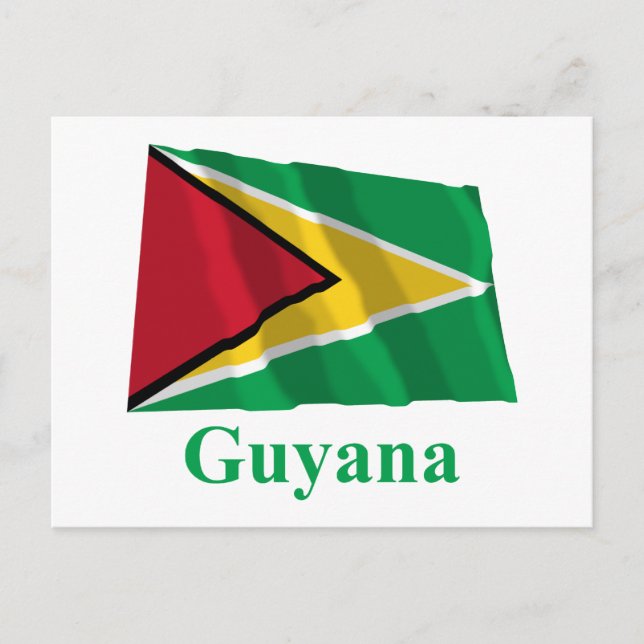 Guyana Waving Flag mit Namen Postkarte (Vorderseite)
